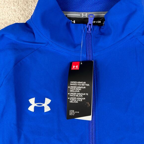 Under Armour Mens Top Small Blue Storm 1/4 Zip Pull Over Short Sleeve Loose Fit - Picture 3 of 12